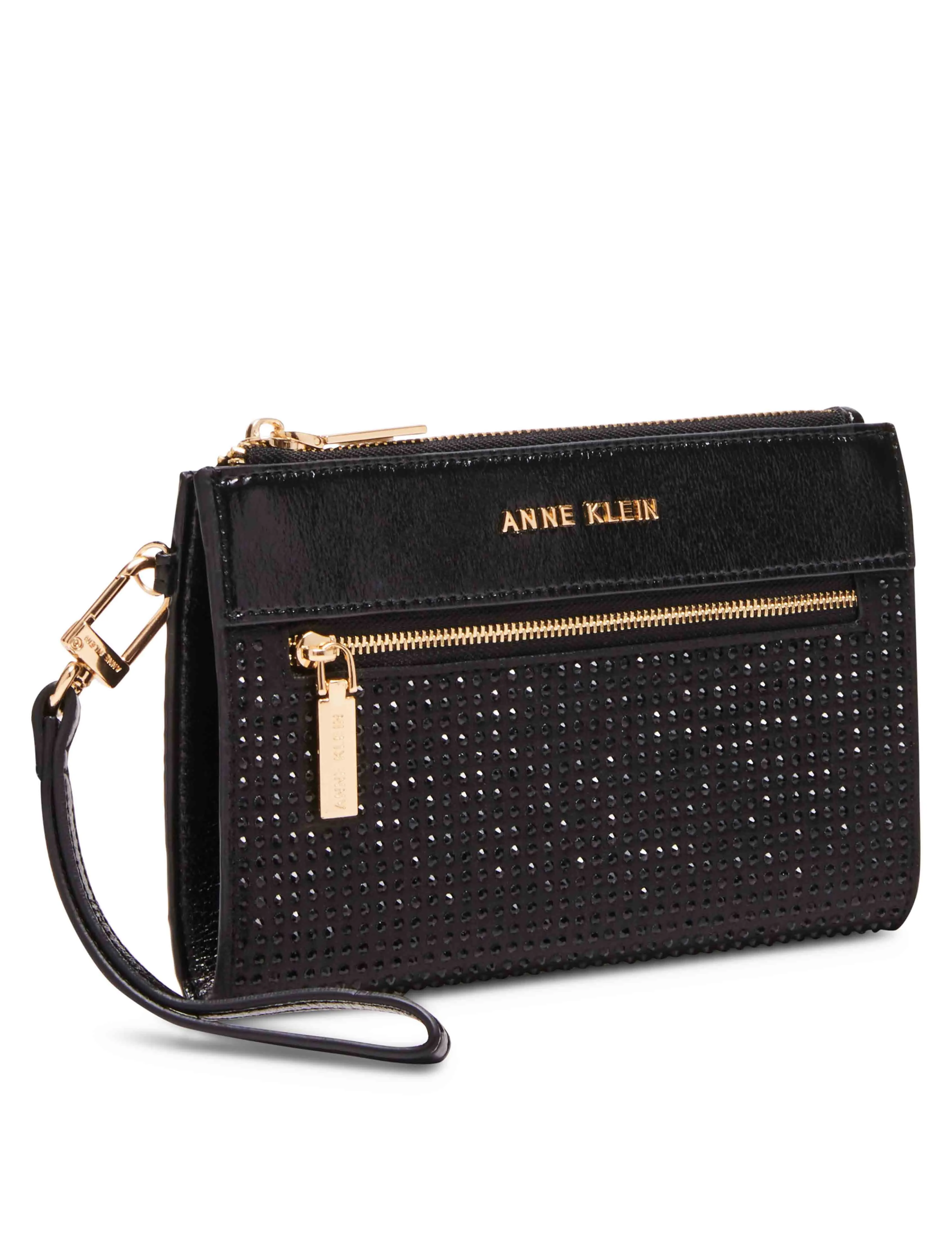 2 Piece Gift Set With Rhinestone Zip Clutch And Card Case