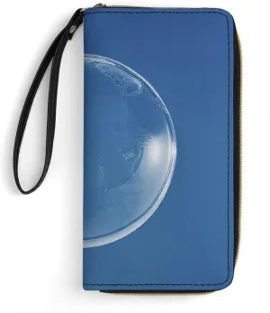 A Soap Bubble Leather Wallet Smooth Zip Around Clutch Wristlet Travel Long Soft Purse for Women