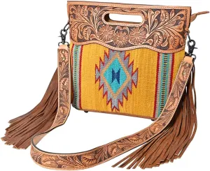 American Darling Clutch Hand Tooled Saddle Blanket Fabric Genuine Leather Western Women Bag Handbag Purse | Leather Clutch Bag | Clutch Purses for Women | Cute Clutch Bag | Clutch Purse