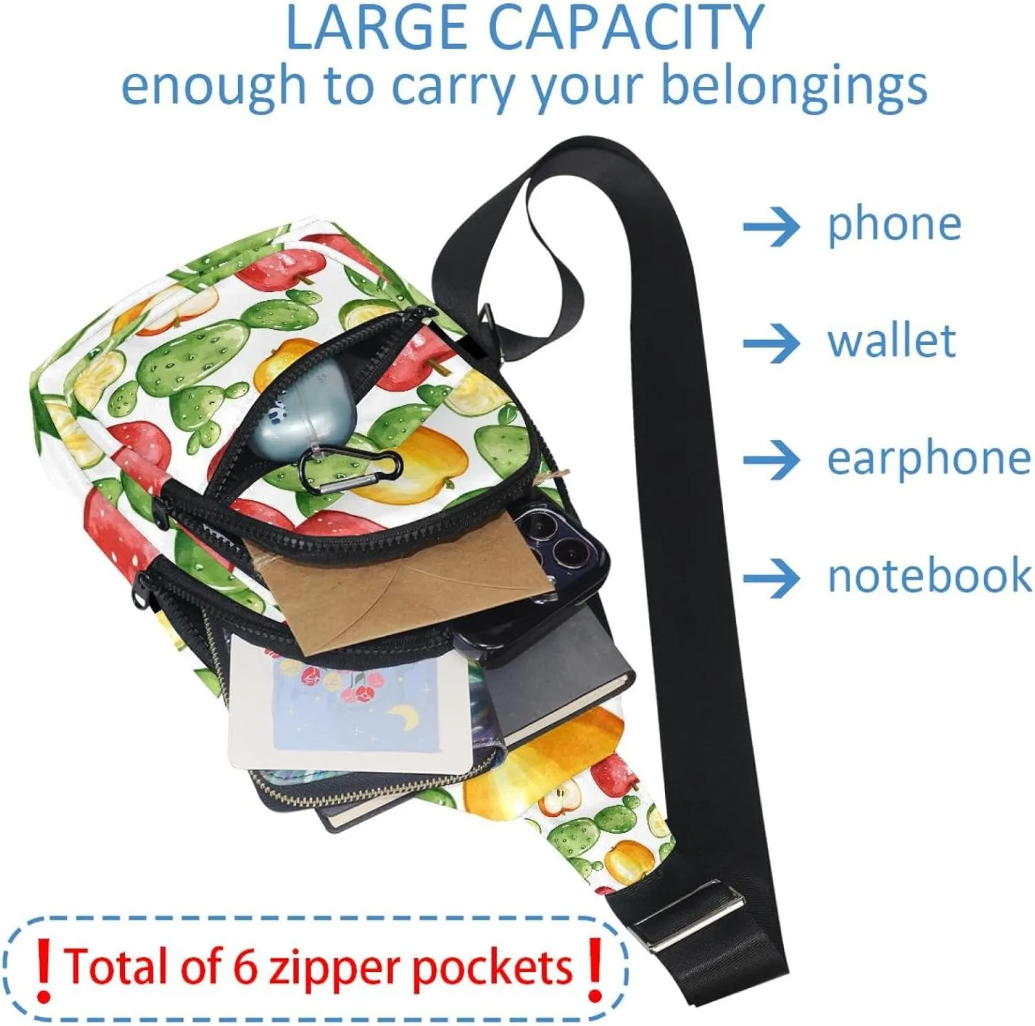 Apple Cactus (2) Sling Backpack Bag