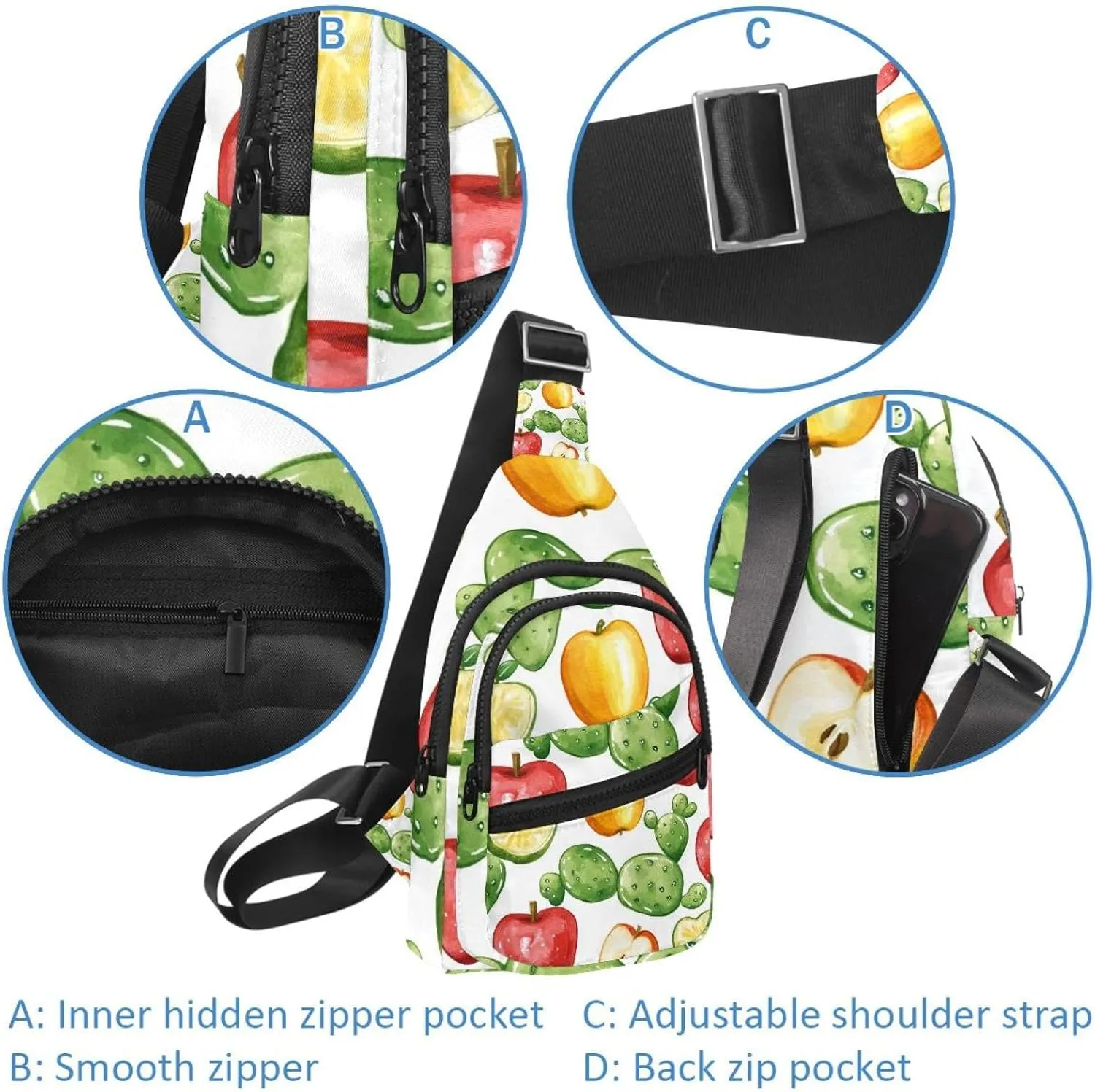 Apple Cactus (2) Sling Backpack Bag