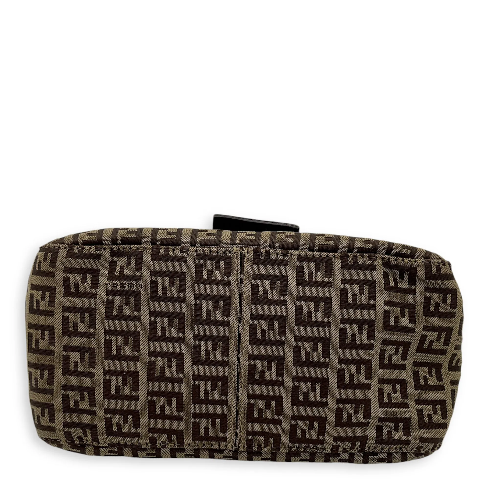 Baguette Crossbody Bag Brown in Jacquard, Gold hardware