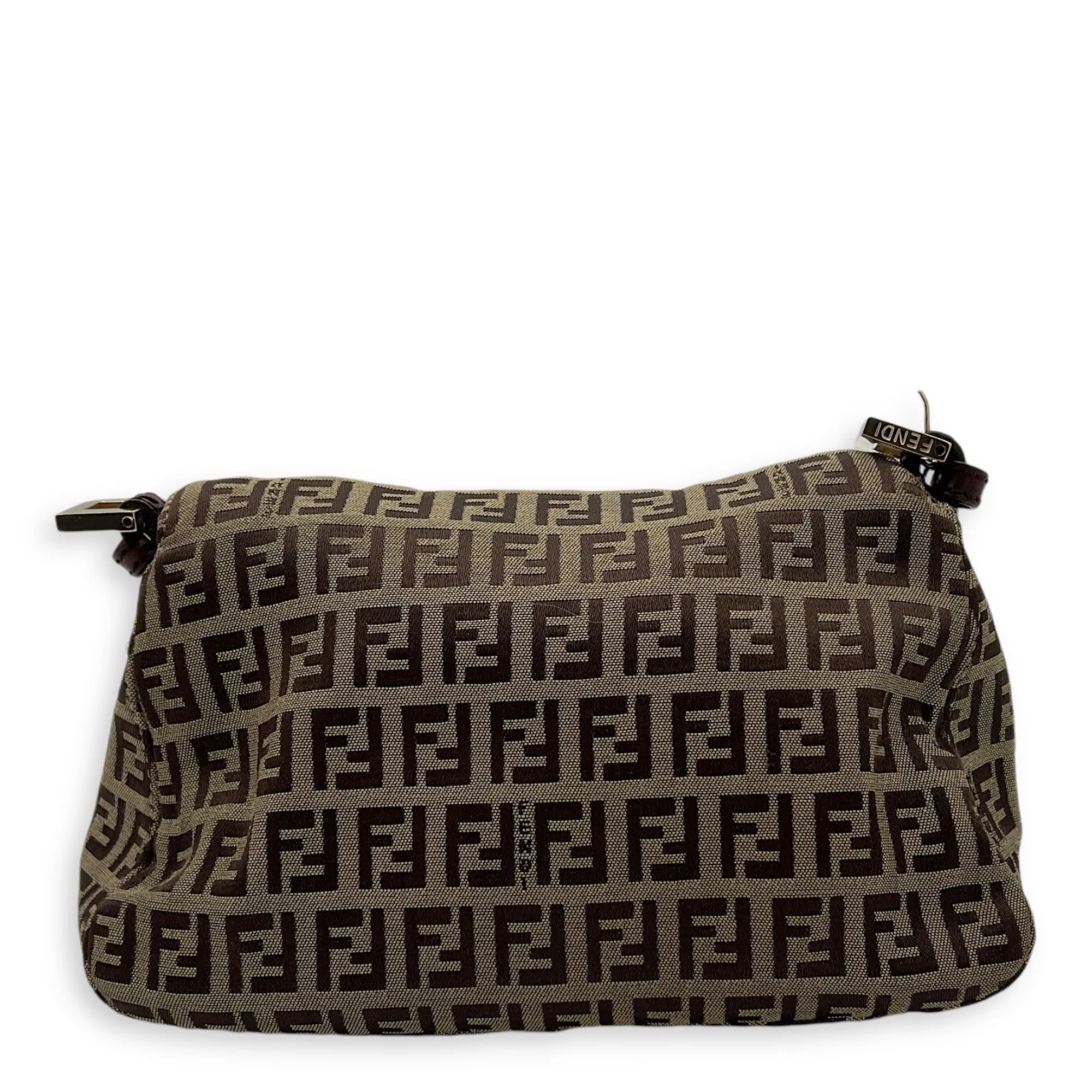 Baguette Crossbody Bag Brown in Jacquard, Gold hardware