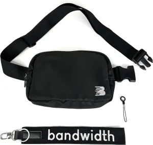 Bandwidth Premium 2-in-1 Crossbody Belt Bag with Keychain Wrist Strap - Waist Bag for Festivals, Traveling, Hiking, Running - Black, 1 Liter