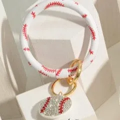 Baseball Key Ring with Crystal Baseball Charm