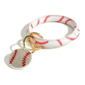 Baseball Key Ring with Crystal Baseball Charm