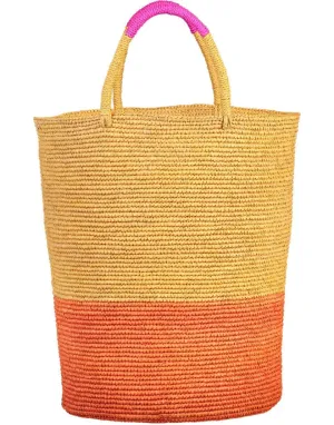 Beige and Orange Tall Triple Tone Beach Basket