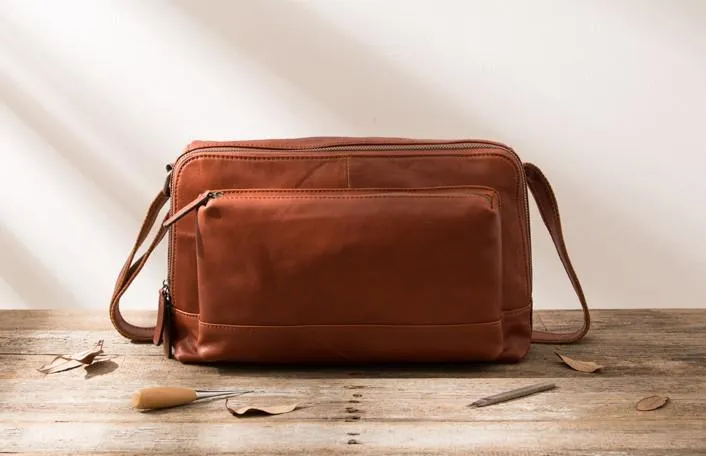 Black Brown Cool Leather Mens Shoulder Bags Messenger Bags for Men