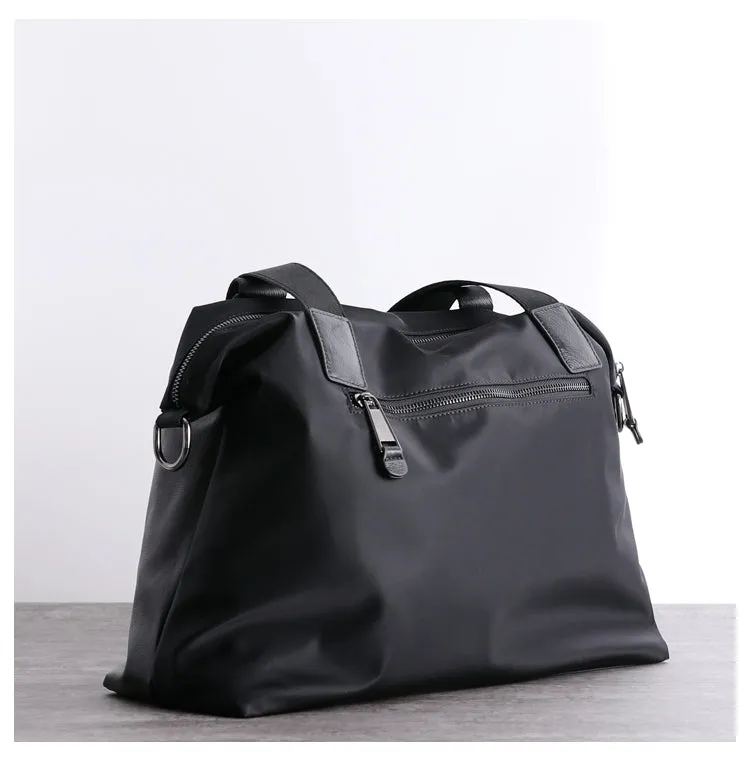 Black Womens Nylon Leather Shoulder Handbag Womens Black Nylon Totes Purse Nylon Handbag Purse for Ladies