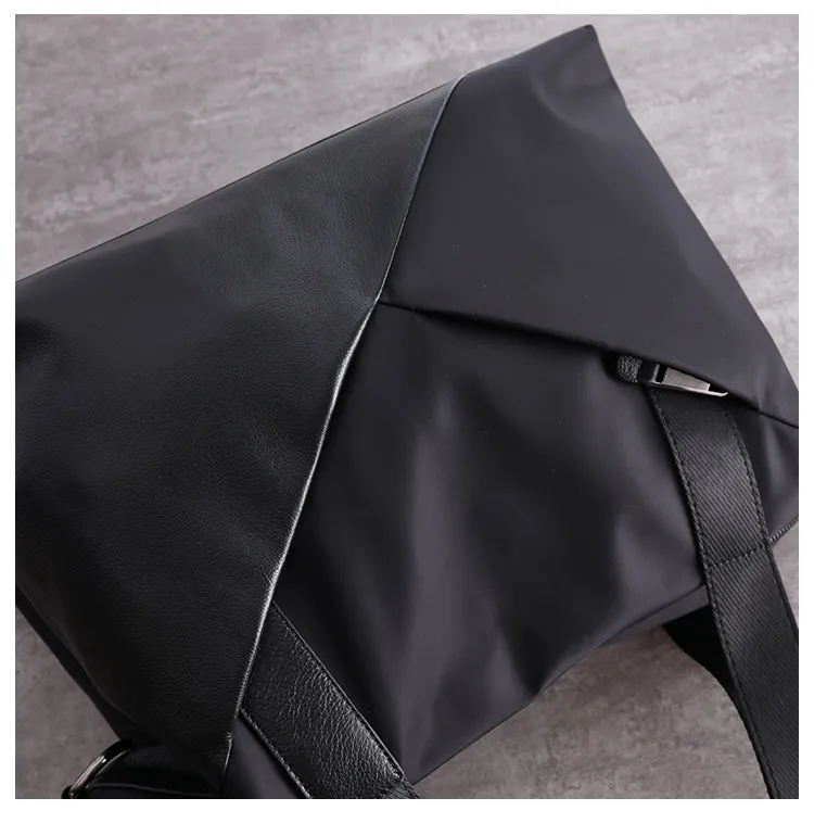 Black Womens Nylon Leather Shoulder Handbag Womens Black Nylon Totes Purse Nylon Handbag Purse for Ladies