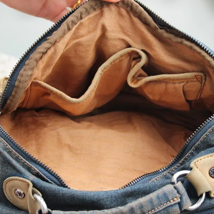 Blue Denim Mens Womens Small Messenger Bag Jean Casual Postman Bags Shoulder Bag Courier Bag For Men