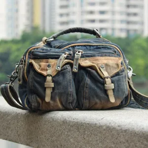 Blue Denim Mens Womens Small Messenger Bag Jean Casual Postman Bags Shoulder Bag Courier Bag For Men