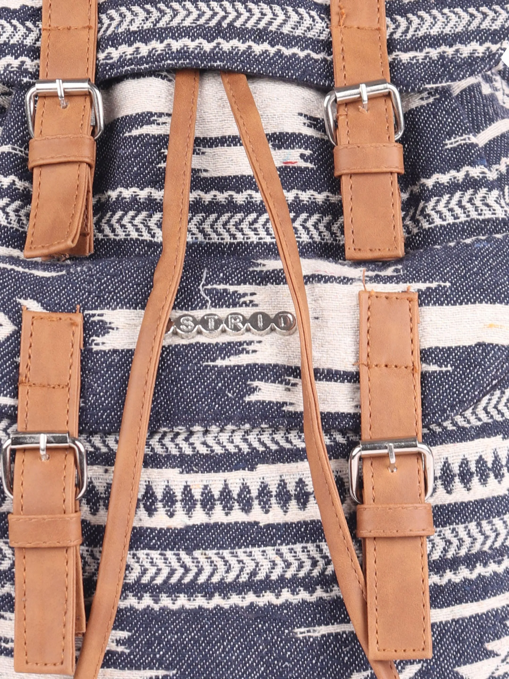 Blue Multi Cotton Dhurry Girls Backpack Medium Size