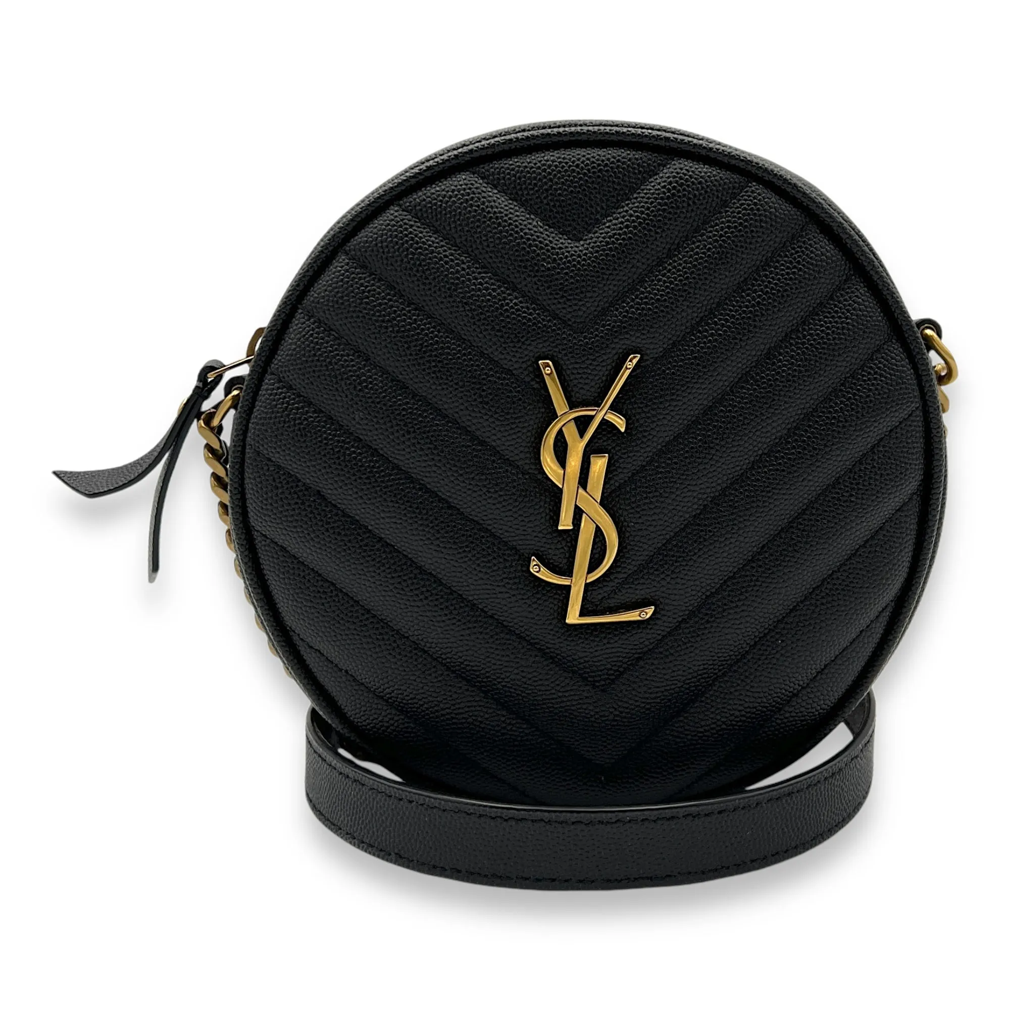 Camera Crossbody Bag Black in Caviar Leather, Gold hardware