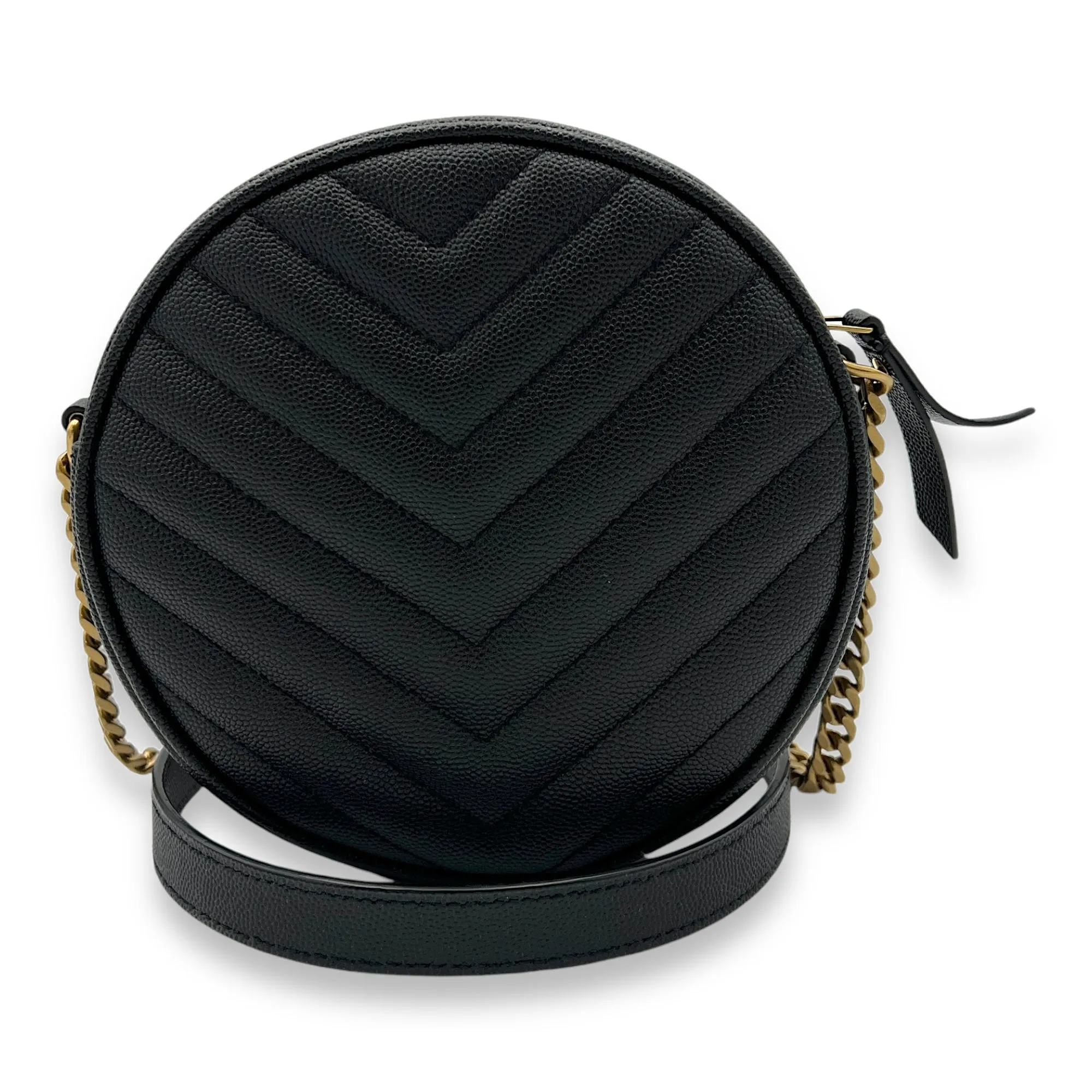 Camera Crossbody Bag Black in Caviar Leather, Gold hardware