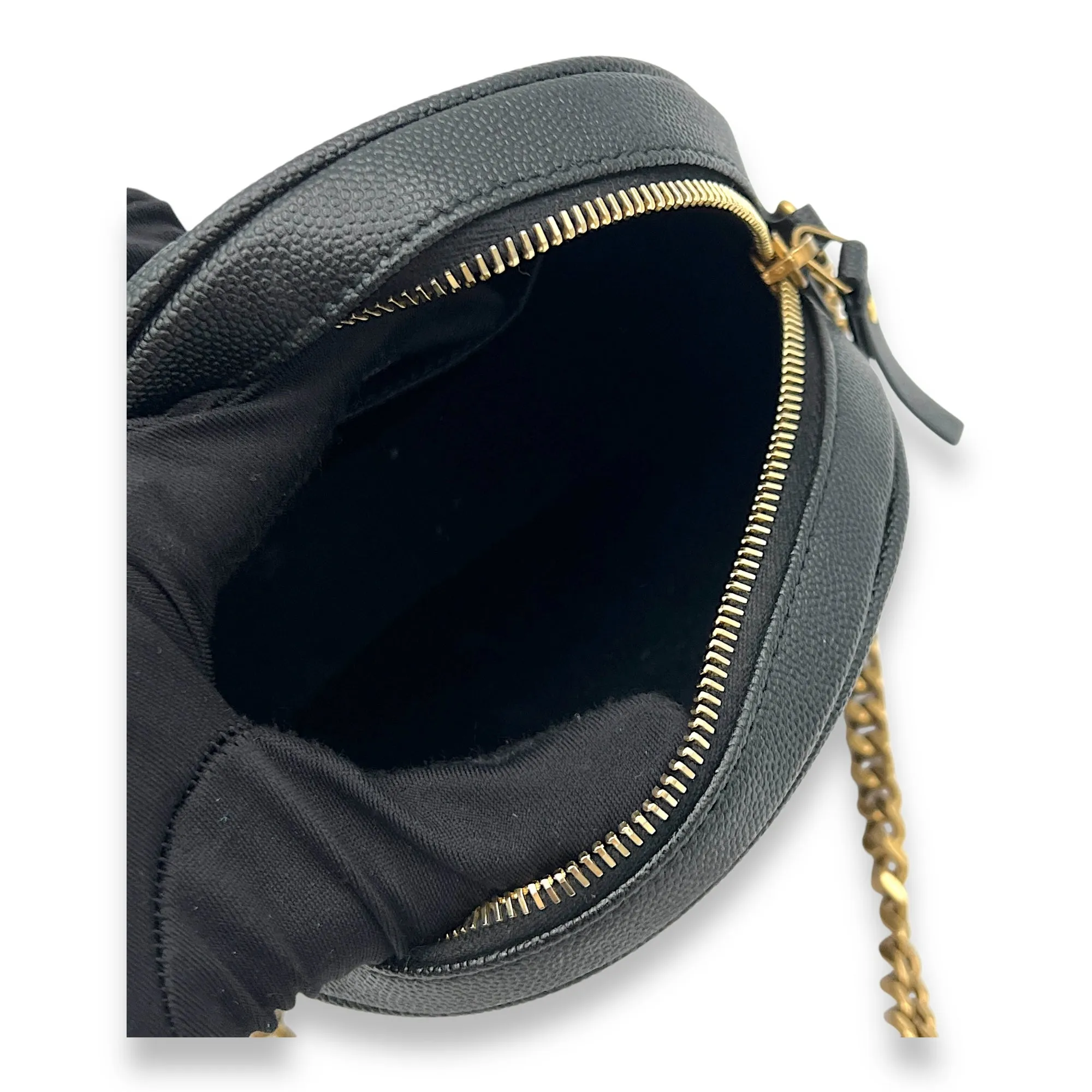 Camera Crossbody Bag Black in Caviar Leather, Gold hardware