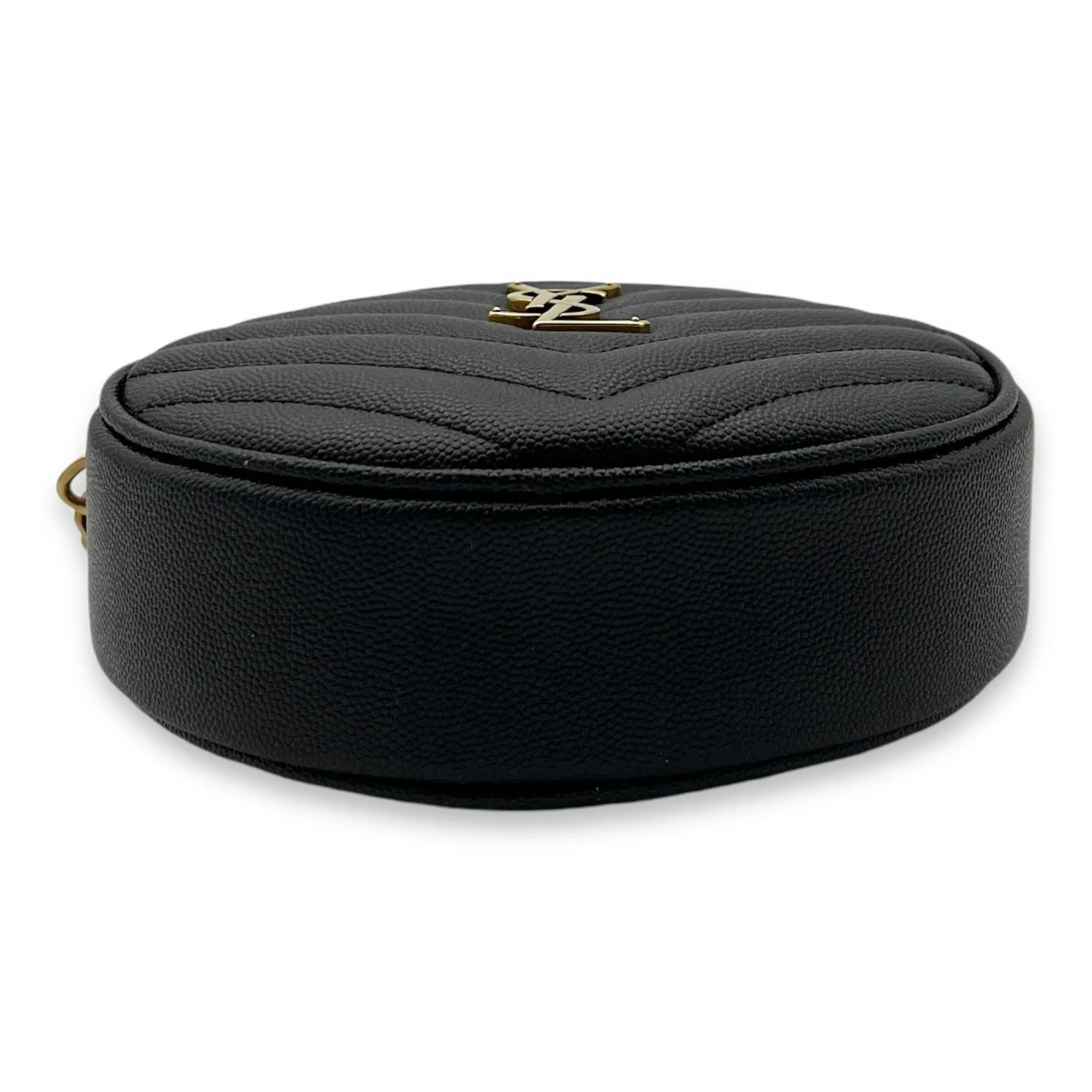 Camera Crossbody Bag Black in Caviar Leather, Gold hardware