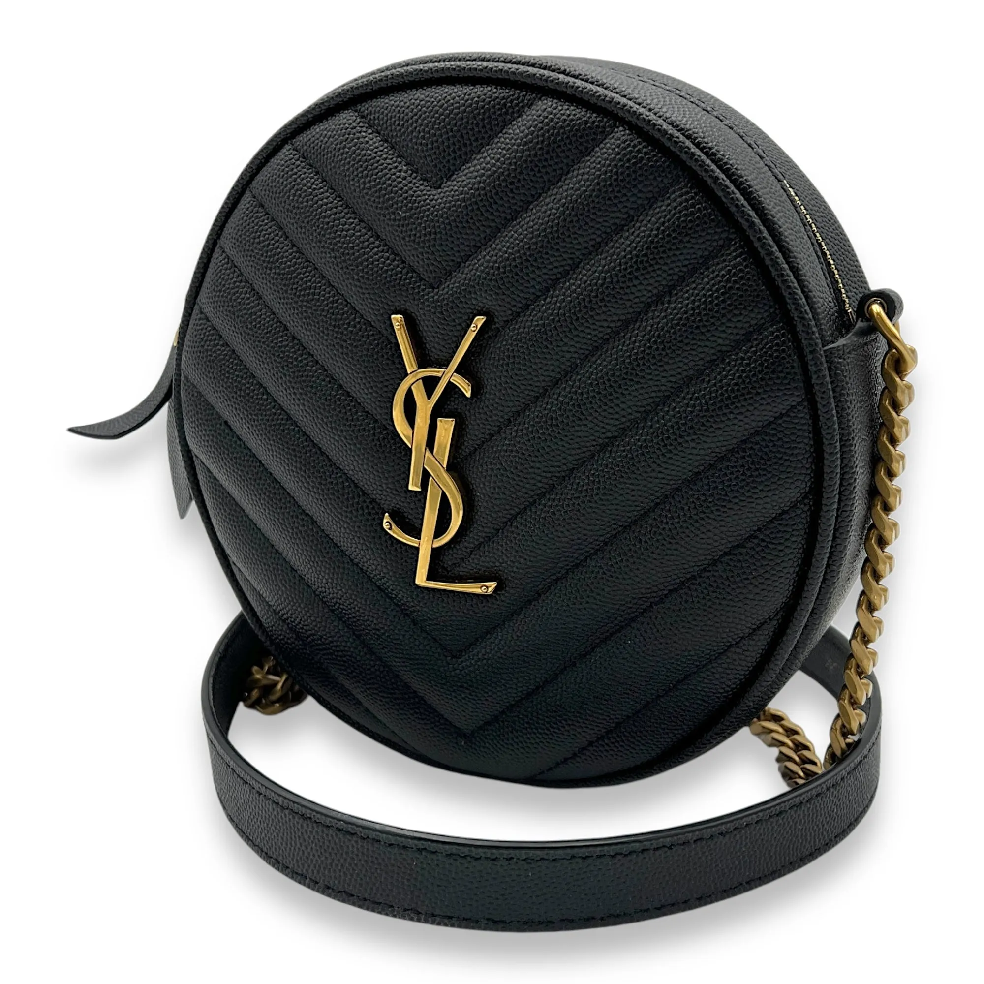 Camera Crossbody Bag Black in Caviar Leather, Gold hardware