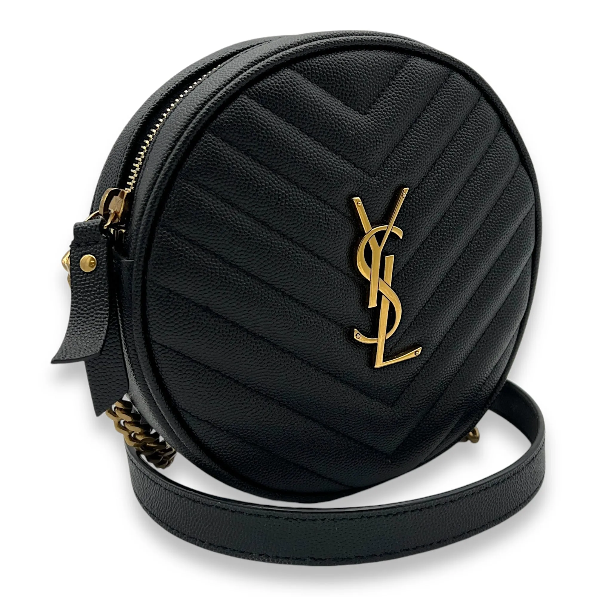 Camera Crossbody Bag Black in Caviar Leather, Gold hardware