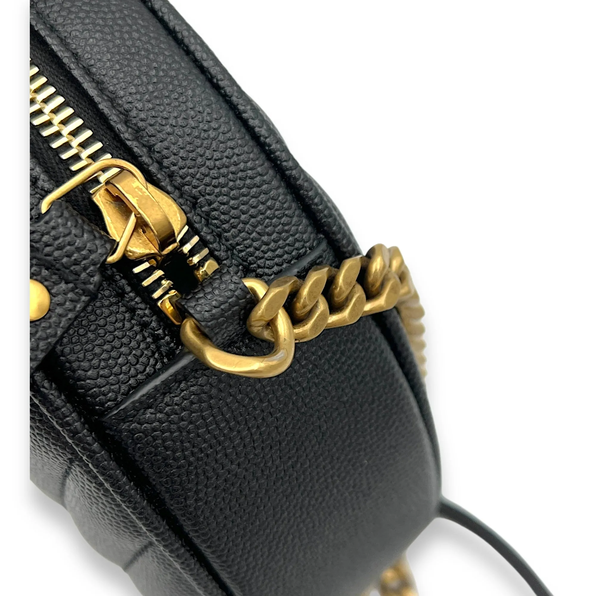 Camera Crossbody Bag Black in Caviar Leather, Gold hardware