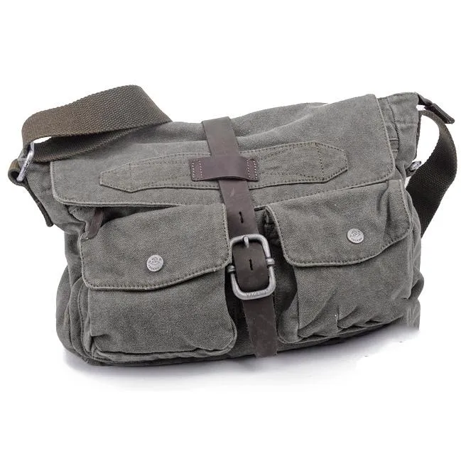 Canvas Black Mens 10 inches Postman Bag Canvas Messenger Bags Khaki Courier Bag For Men