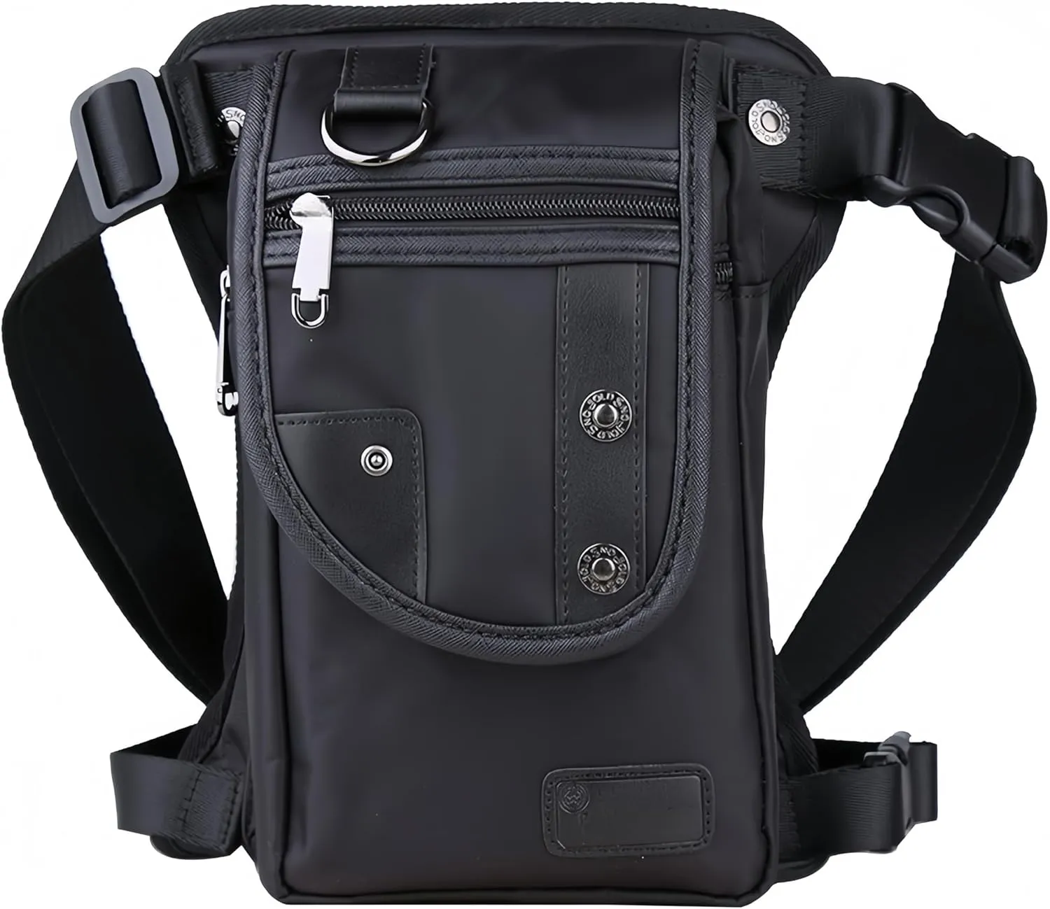 Canvas Drop Leg Bag, Motorcycle Thigh Bag with Multiple Pockets, 6x2.8x10.5 inches (Black)