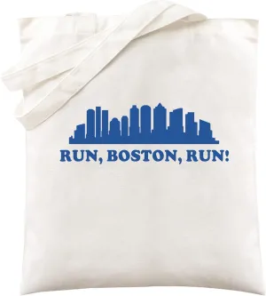 Canvas Shoulder Tote Bag for Men Women - Boston Marathon Route Graphic Unisex Reusable Grocery Bags