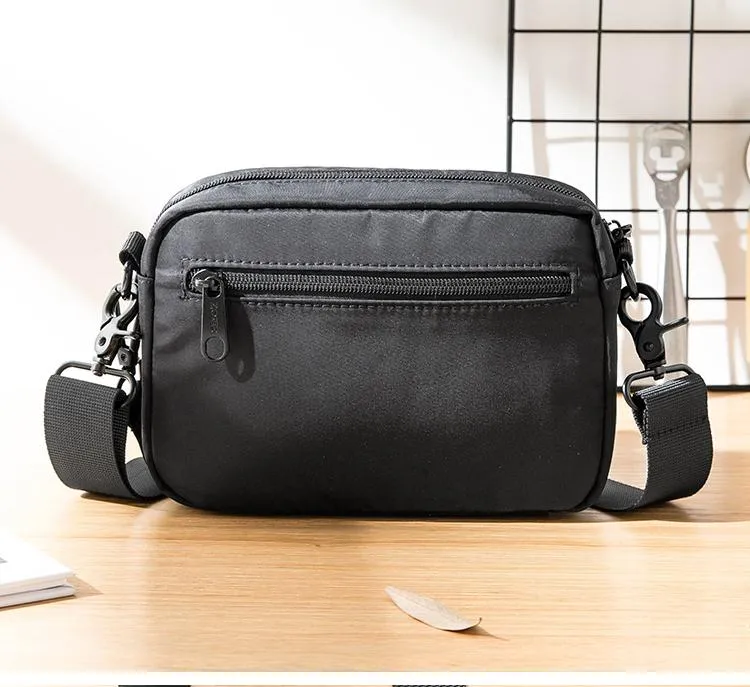 Casual Black Mens NYLON Mini Chest Bag Postman Bag Black Small Messenger Bags Side Bag for Men