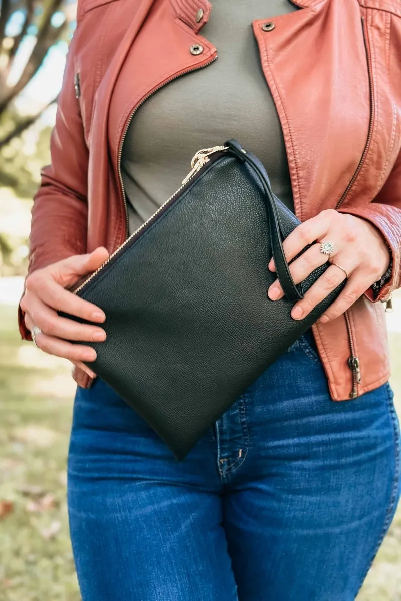 Classic Black Convertible Crossbody Wristlet  XL