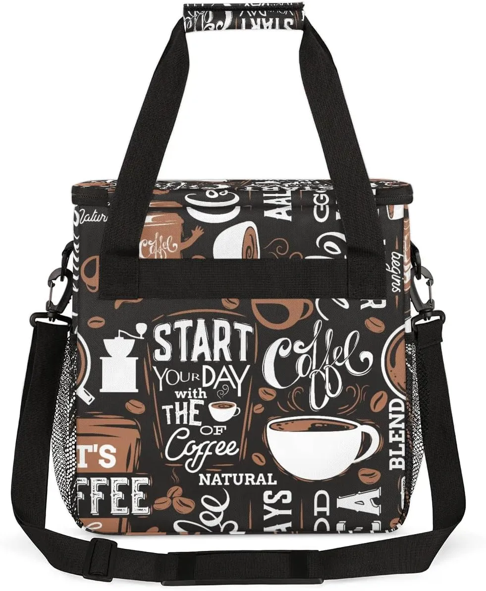 coffee cup coffee beans Coffee Maker Carring Bag Travel Carrying Storage Tote Bag Compatible with Keurig K-Mini or K-Mini Plus Portable Single Serve Coffee Brewer Case with Pockets for K-cup Pods