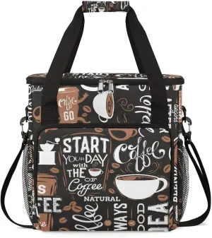 coffee cup coffee beans Coffee Maker Carring Bag Travel Carrying Storage Tote Bag Compatible with Keurig K-Mini or K-Mini Plus Portable Single Serve Coffee Brewer Case with Pockets for K-cup Pods