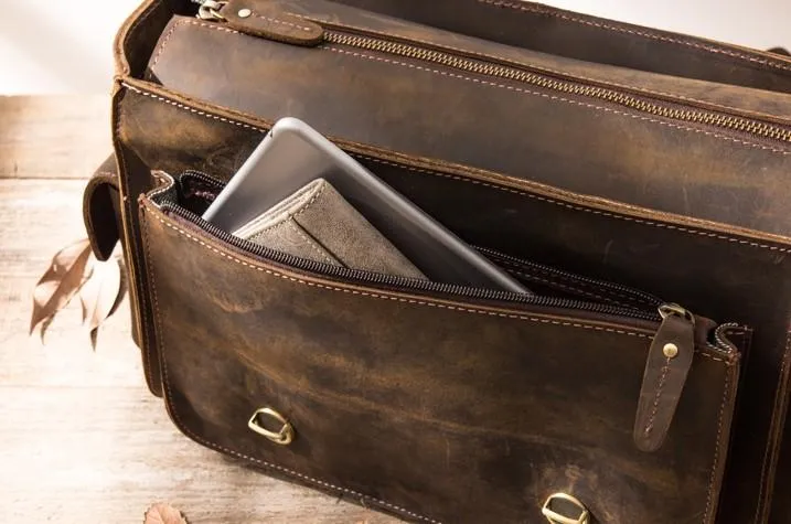 Coffee Vintage Leather Mens Camera Messenger Bag Crossbody Camera Bags for Men