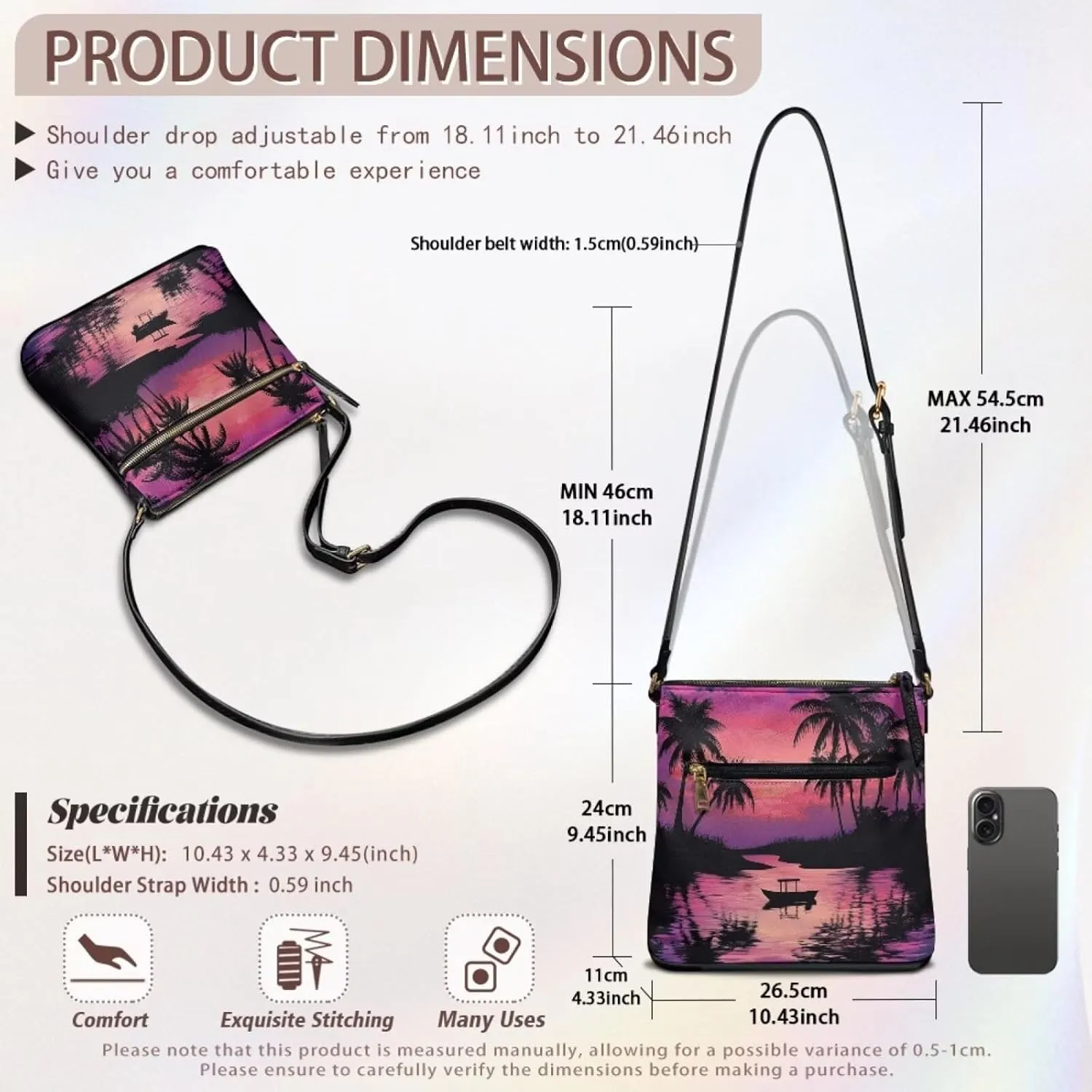 Crossbody Bag for Women with Adjustable Straps Tote Shoulder Bag Fashion PU Leather Satchel Purse Hobo Handbags