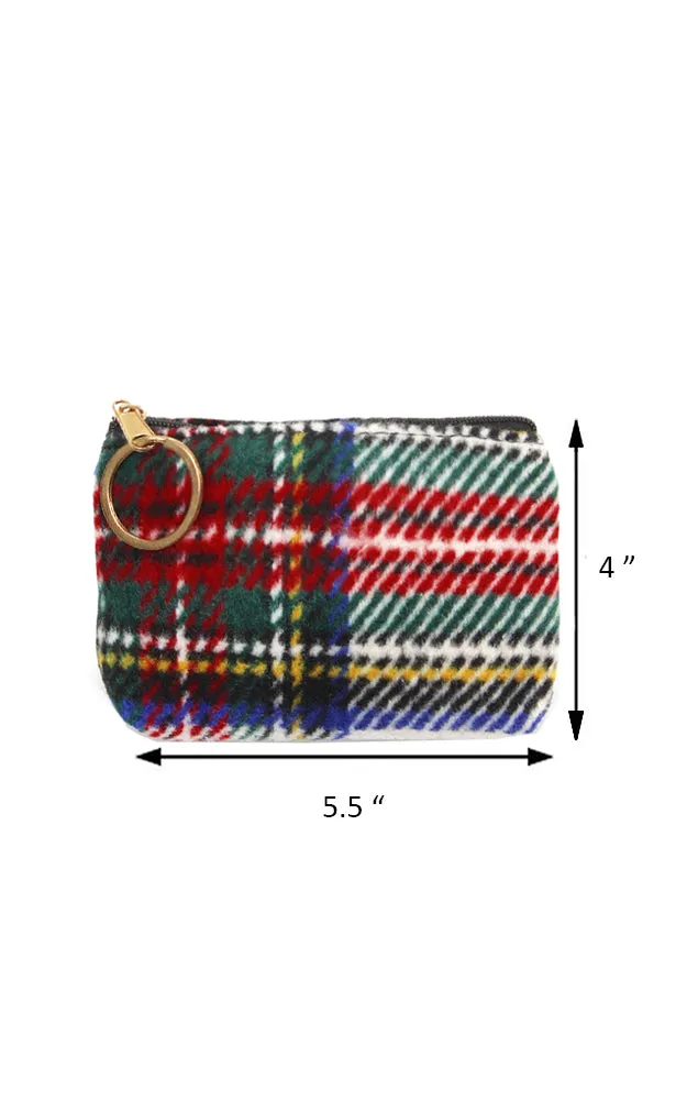 EABG9371 White Tartan Crossbody Clutch Bag