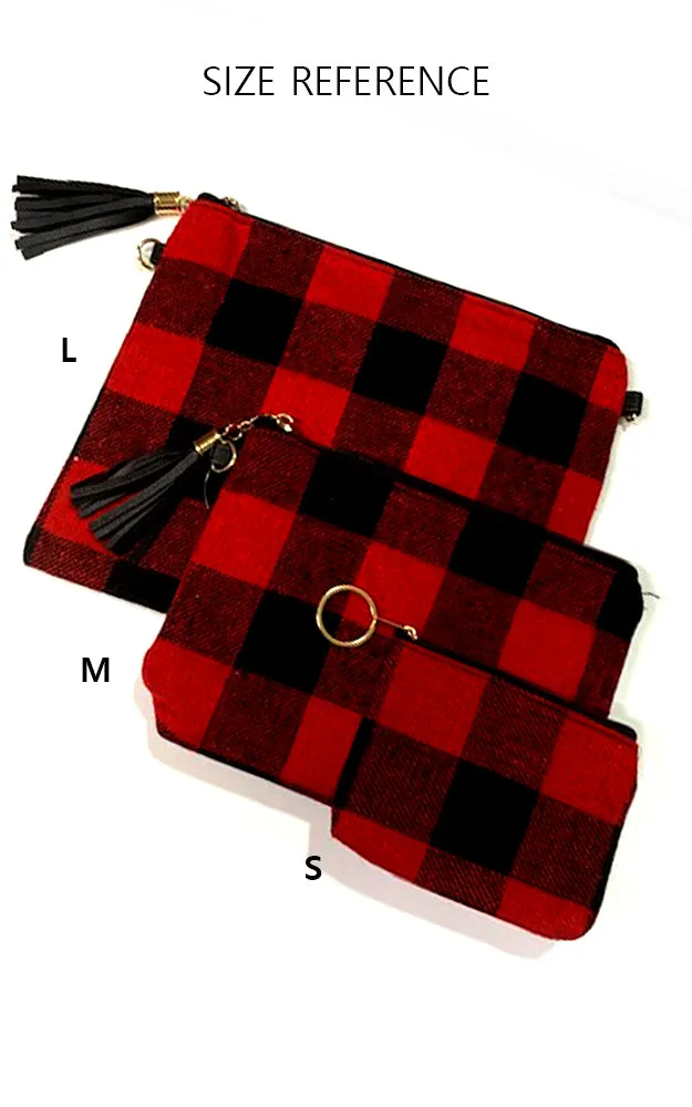 EABG9371 White Tartan Crossbody Clutch Bag