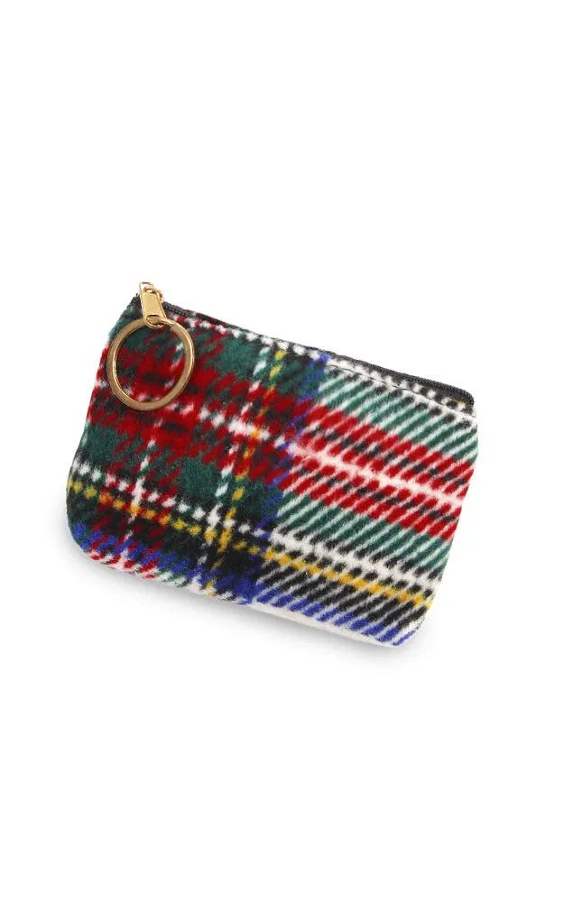 EABG9371 White Tartan Crossbody Clutch Bag