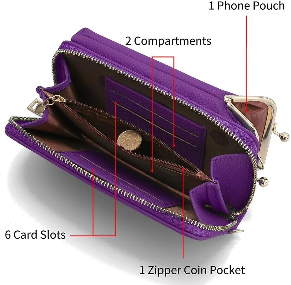 EASTNIGHTS Small Crossbody Phone Bag for Women Cell Phone Purse Wallet Kiss Lock Cute Shoulder Bag with Credit Card Slots