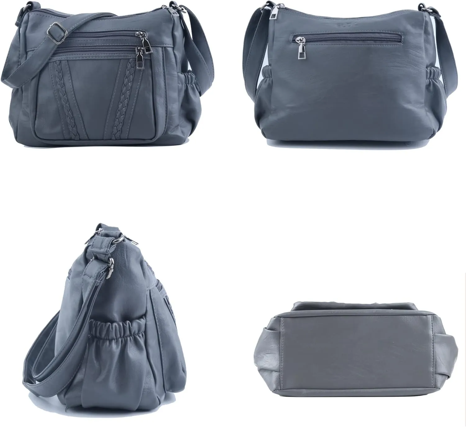 ELDA Crossbody Bags For Women Pocketbooks Soft PU Leather Purses and Handbags Multi Pocket Shoulder Bag