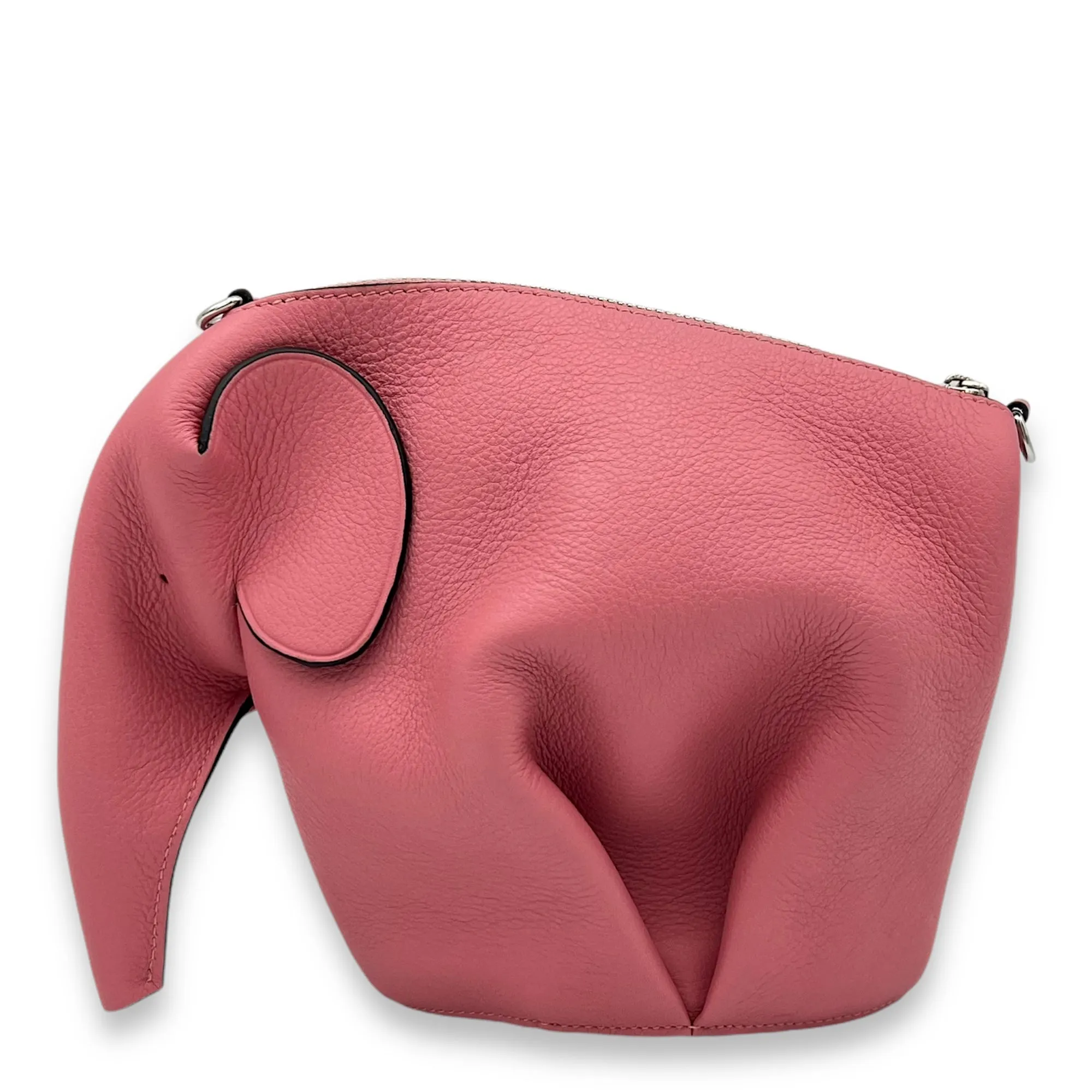 Elephant Crossbody Bag Pink in Calfskin, Silver hardware