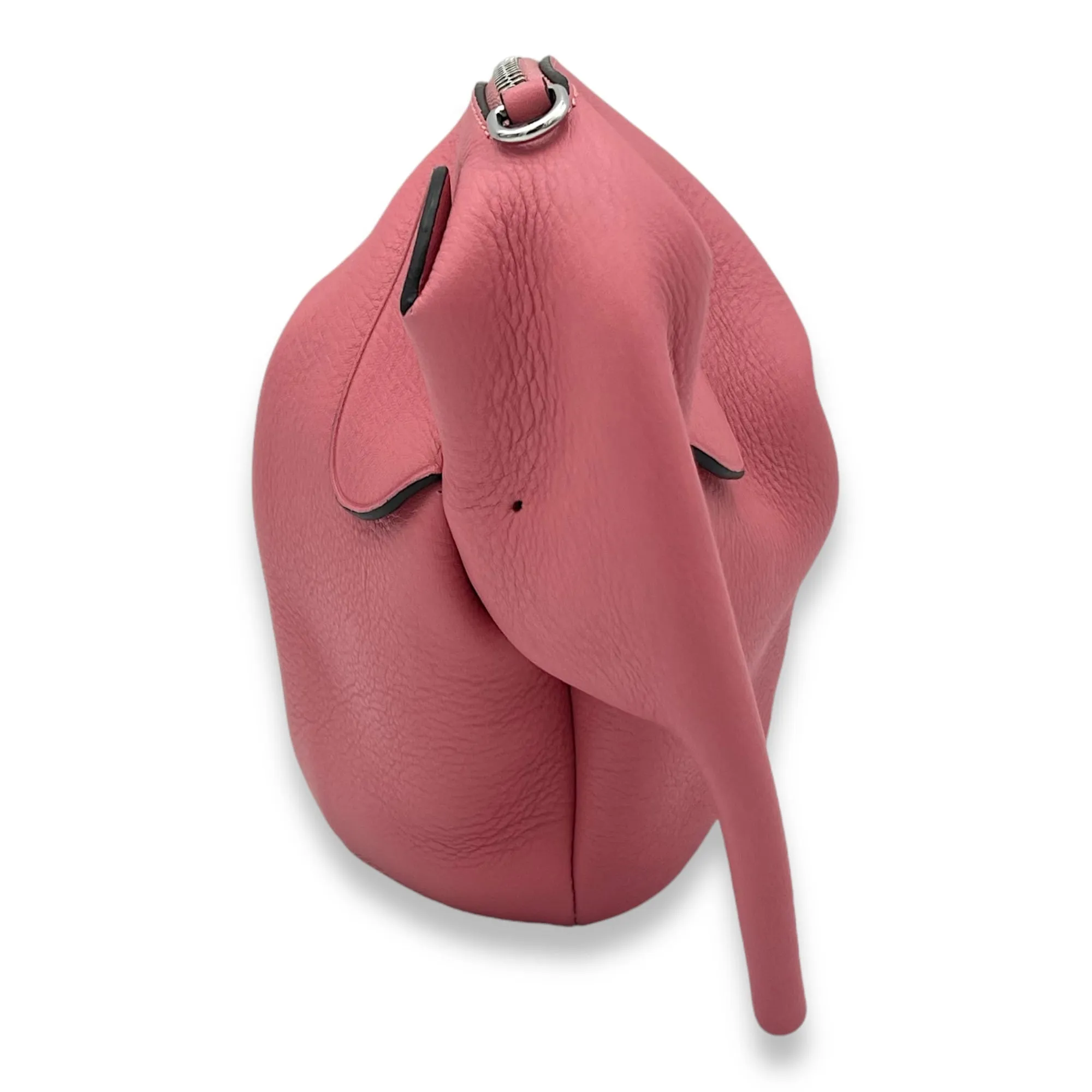 Elephant Crossbody Bag Pink in Calfskin, Silver hardware