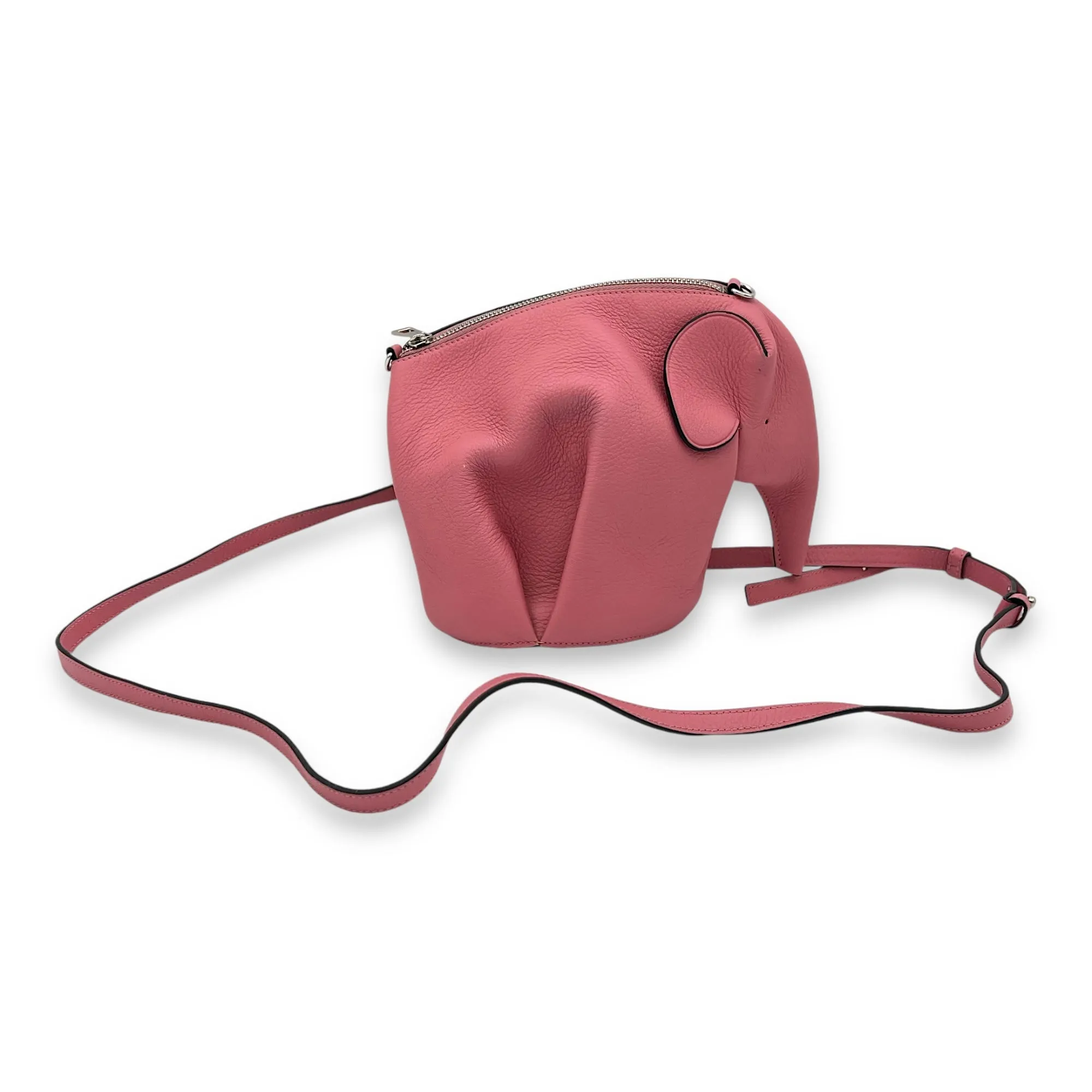 Elephant Crossbody Bag Pink in Calfskin, Silver hardware