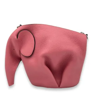 Elephant Crossbody Bag Pink in Calfskin, Silver hardware