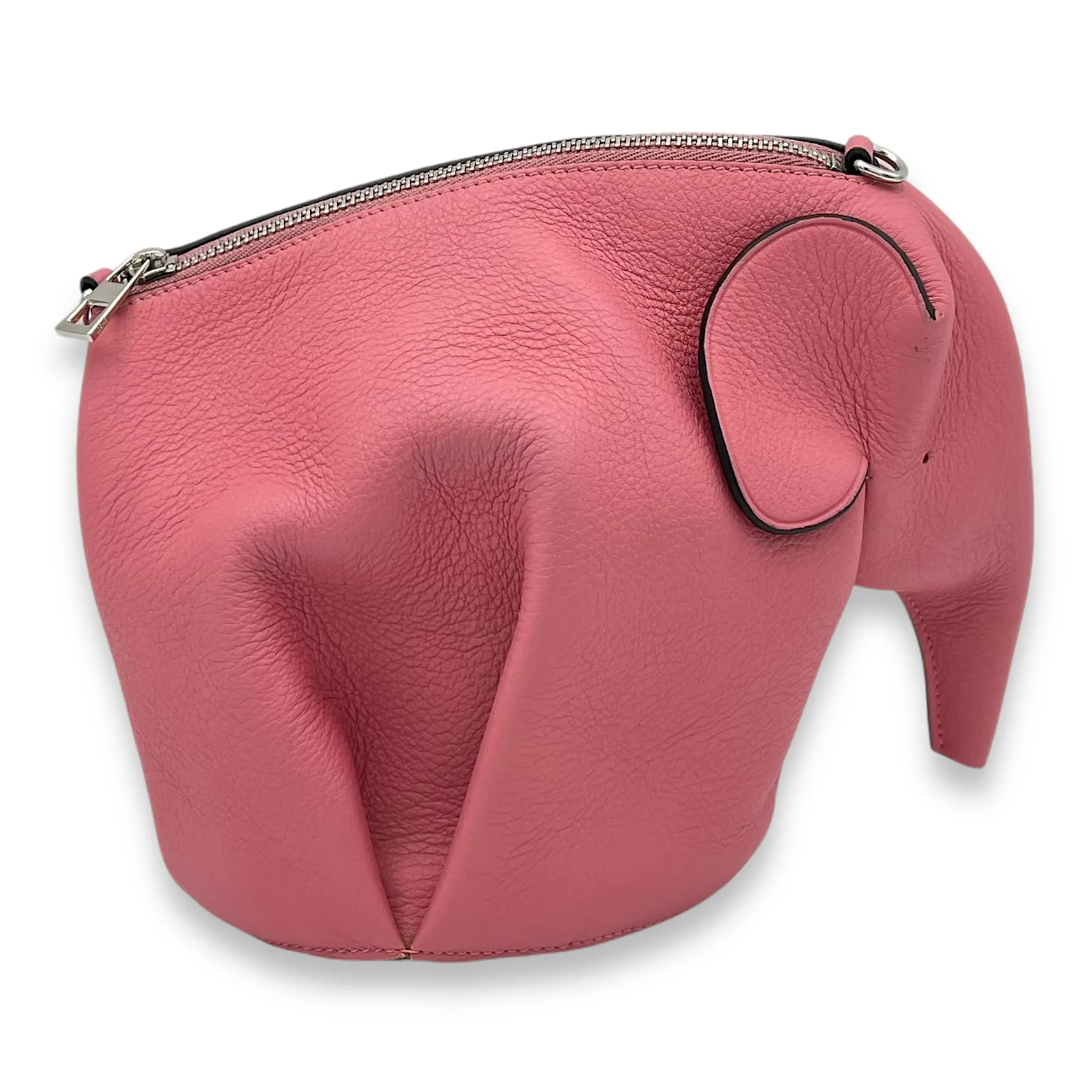 Elephant Crossbody Bag Pink in Calfskin, Silver hardware