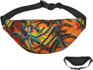 Fanny Pack Belt Bag for Women Men Waterproof Waist Pack Colorful Sugar Skull Waist Bag with Adjustable Strap, Colorful Bicycle, One Size