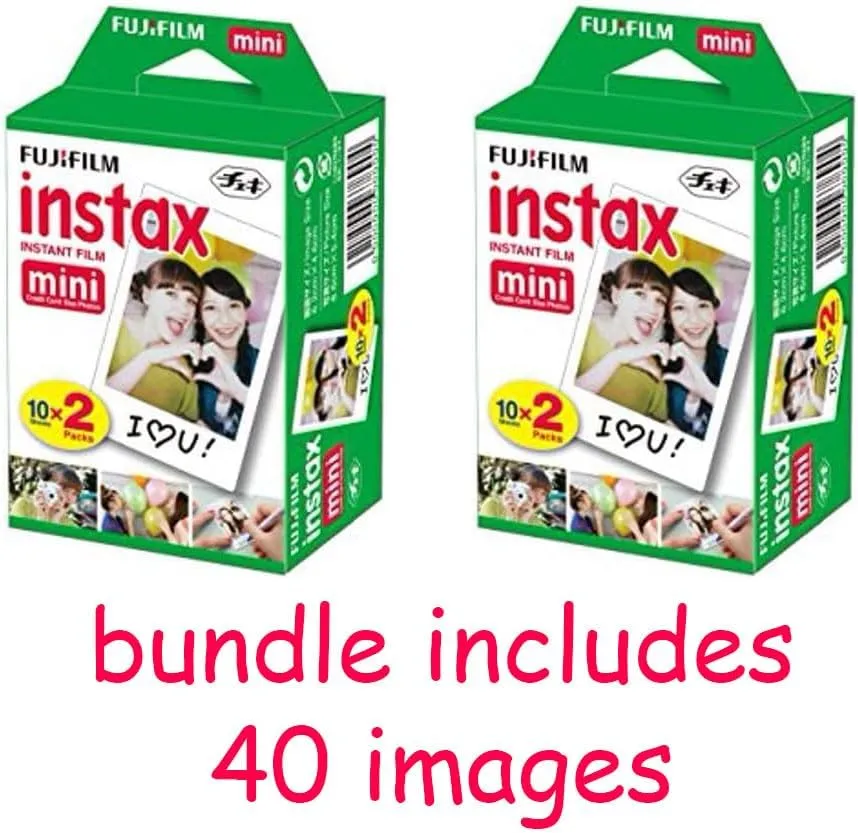 Fujifilm Instax Mini 12 Instant Camera Pastel Blue with Film Value Pack (40 Sheets)   Accessories Including Galaxy Carrying Case Strap, Photo Album, Stickers (Mint Green)