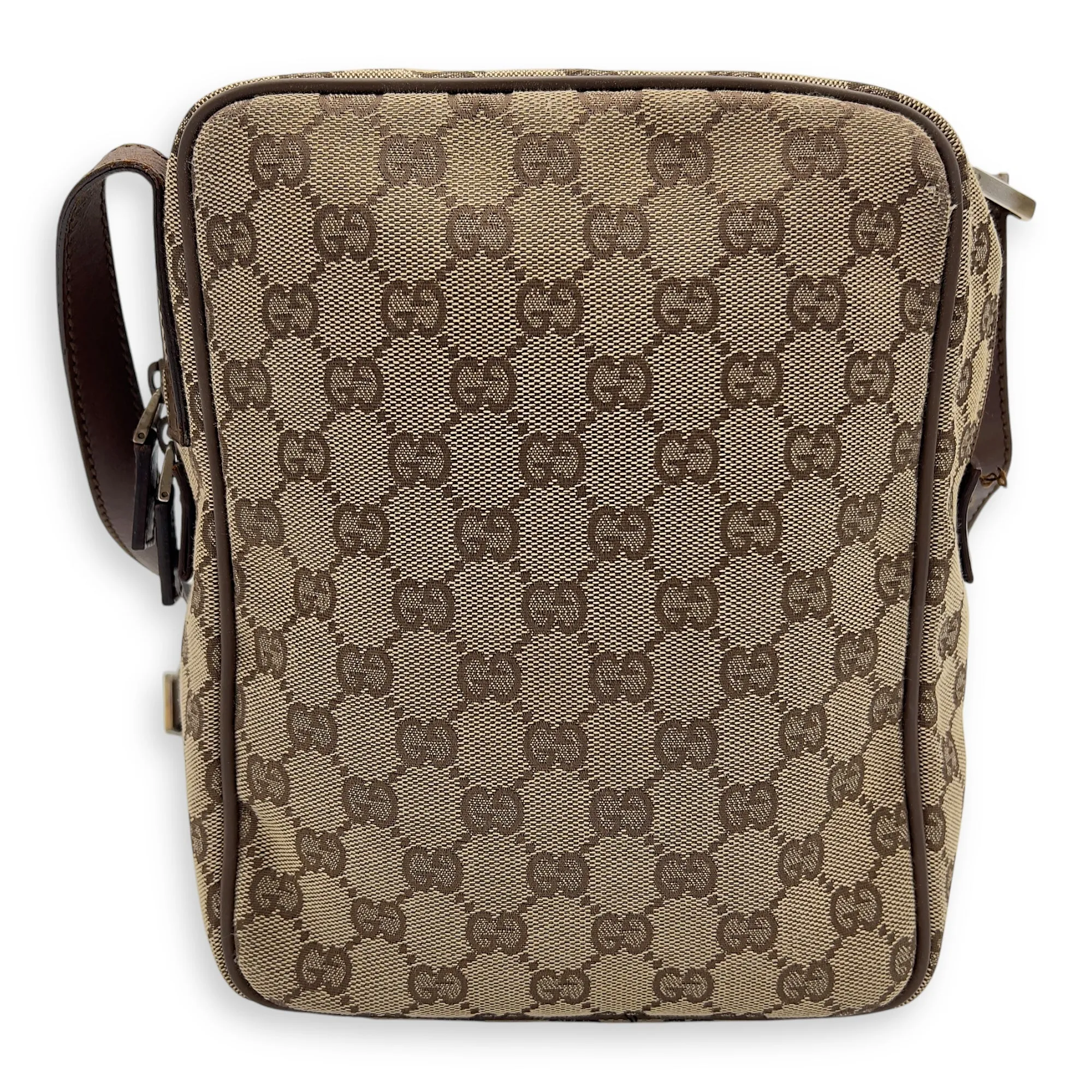 GG Crossbody Bag Brown in Canvas, Gold hardware
