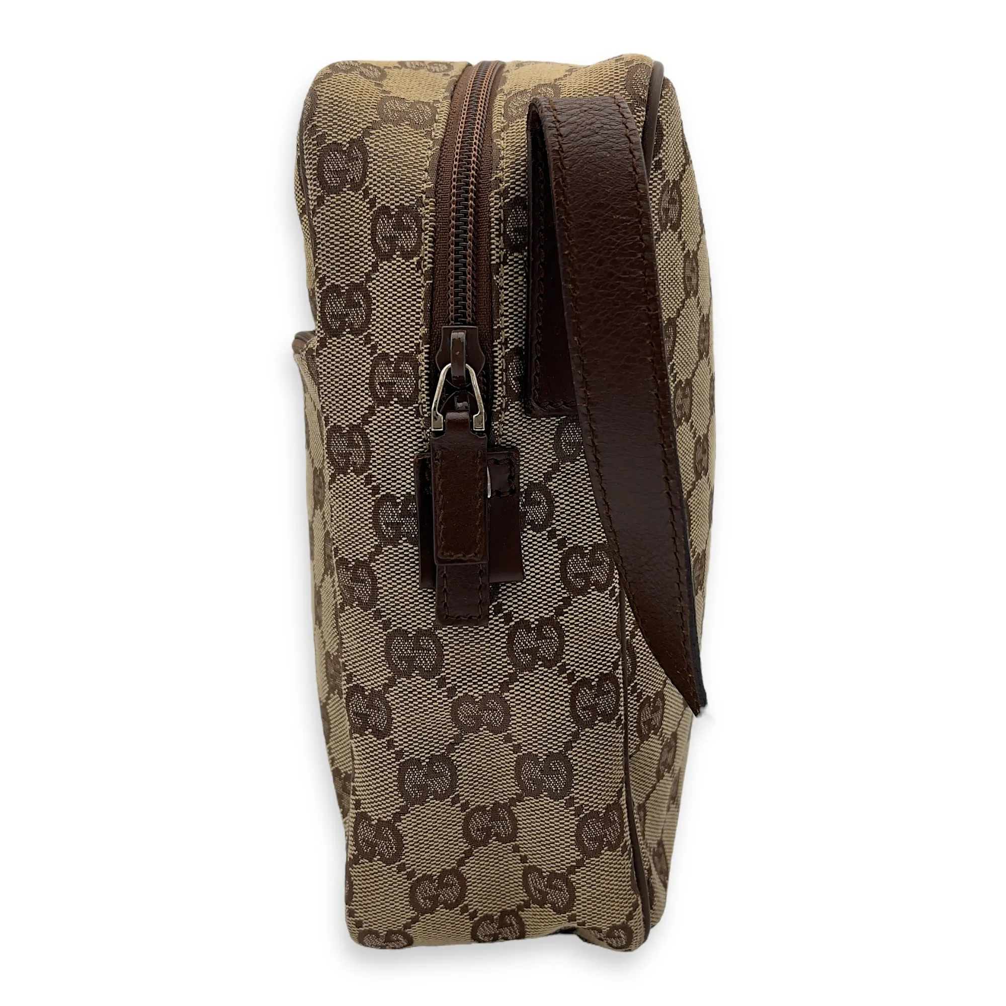 GG Crossbody Bag Brown in Canvas, Gold hardware