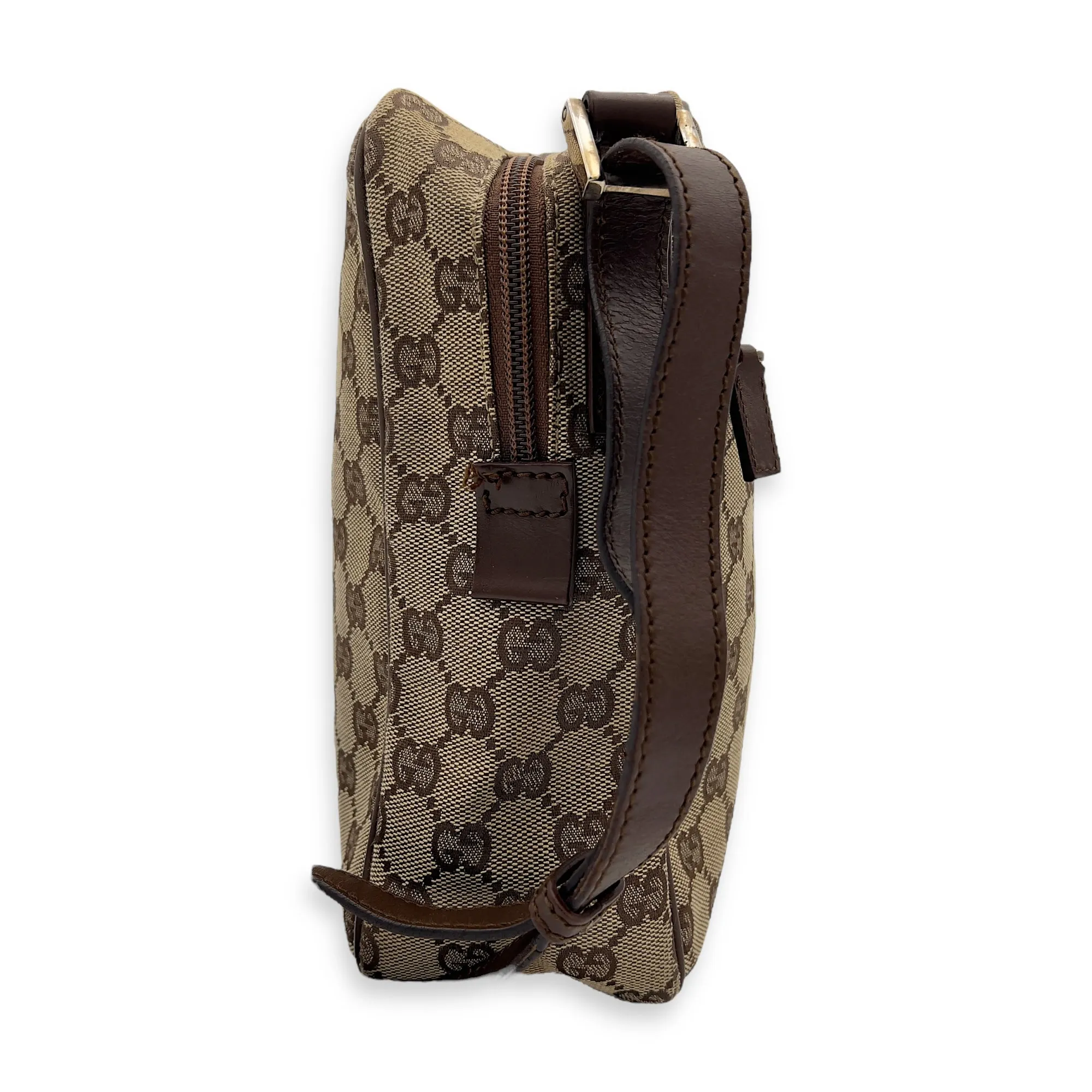 GG Crossbody Bag Brown in Canvas, Gold hardware