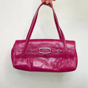Hot Pink Leather Y2K Shoulder Bag