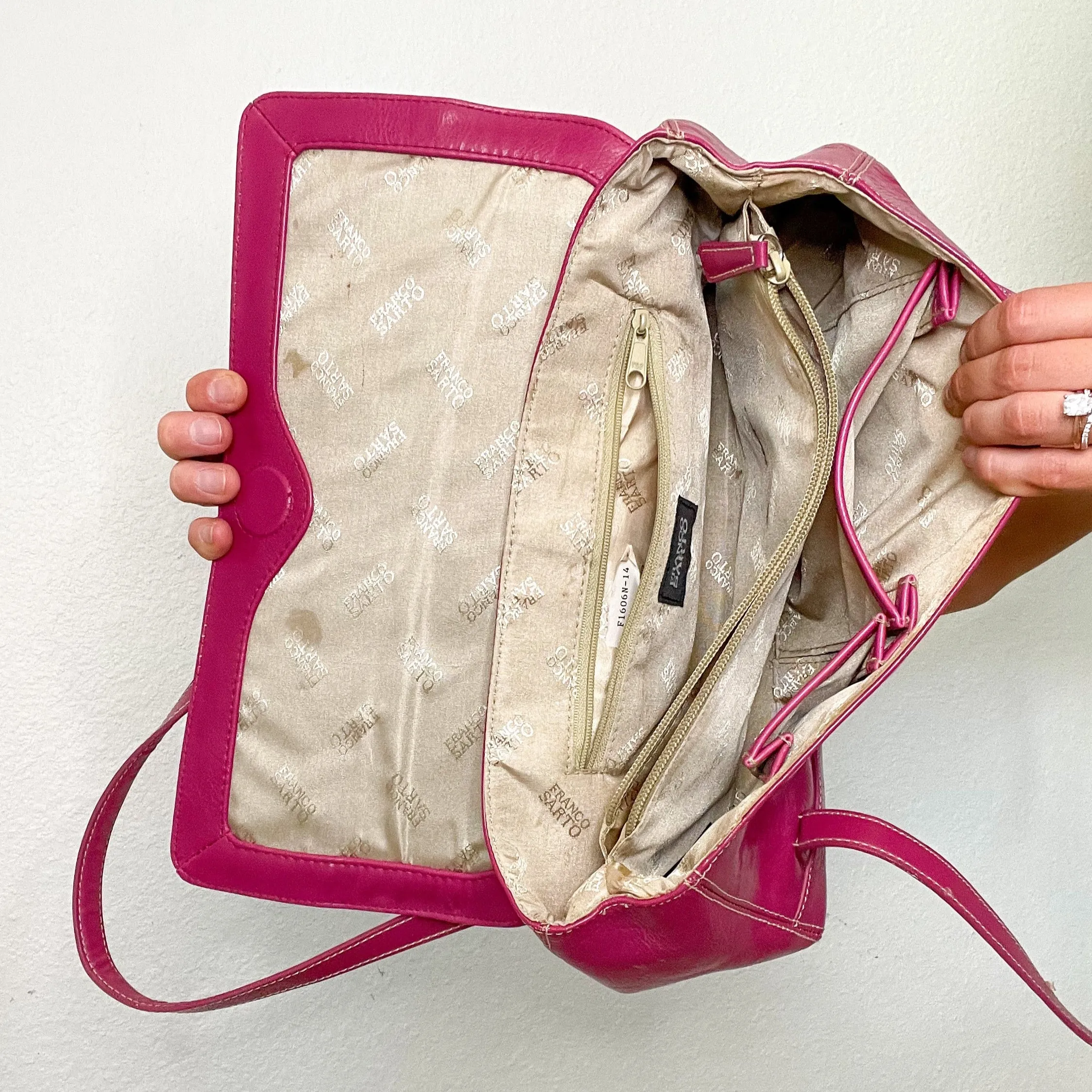 Hot Pink Leather Y2K Shoulder Bag